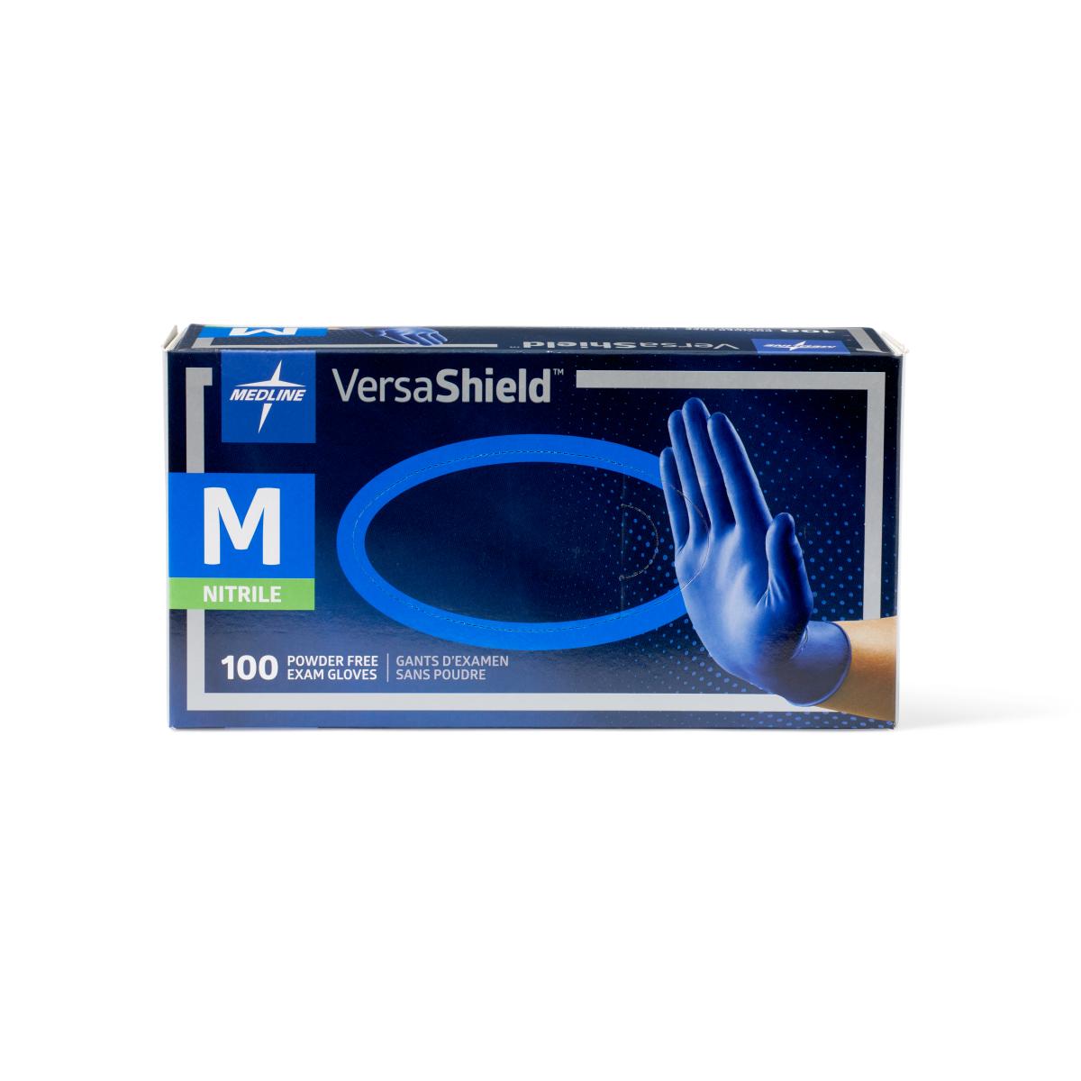 Versashield brand blue gloves in blue box - medium size